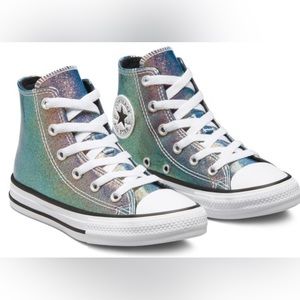 Girls iridescent high top star converse